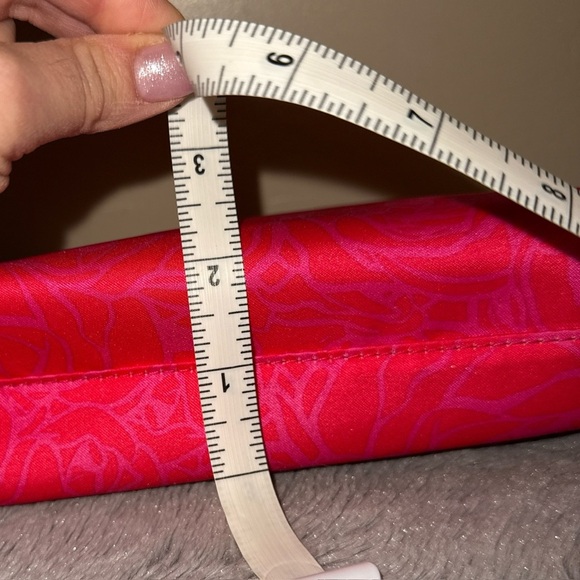 Lancome Paris Small Cosmetic Bag Hot Pink Floral Design Zip Fairycore Romantic - Picture 6 of 7